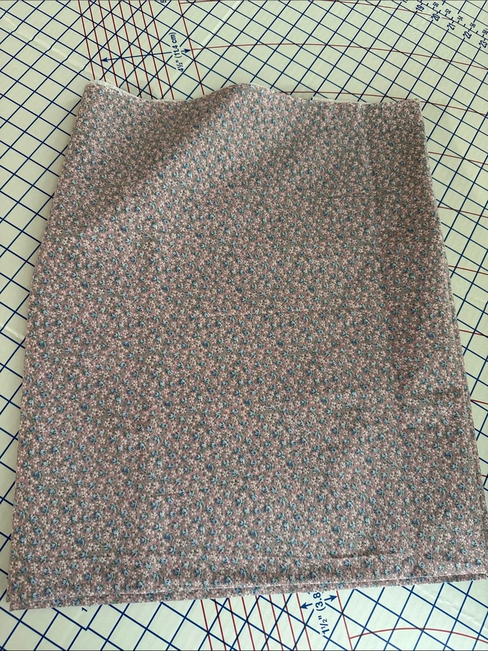 Vintage Ditsy Floral Cotton Fabric Dusty Rose Blue Flowers 2+ Yards x 44